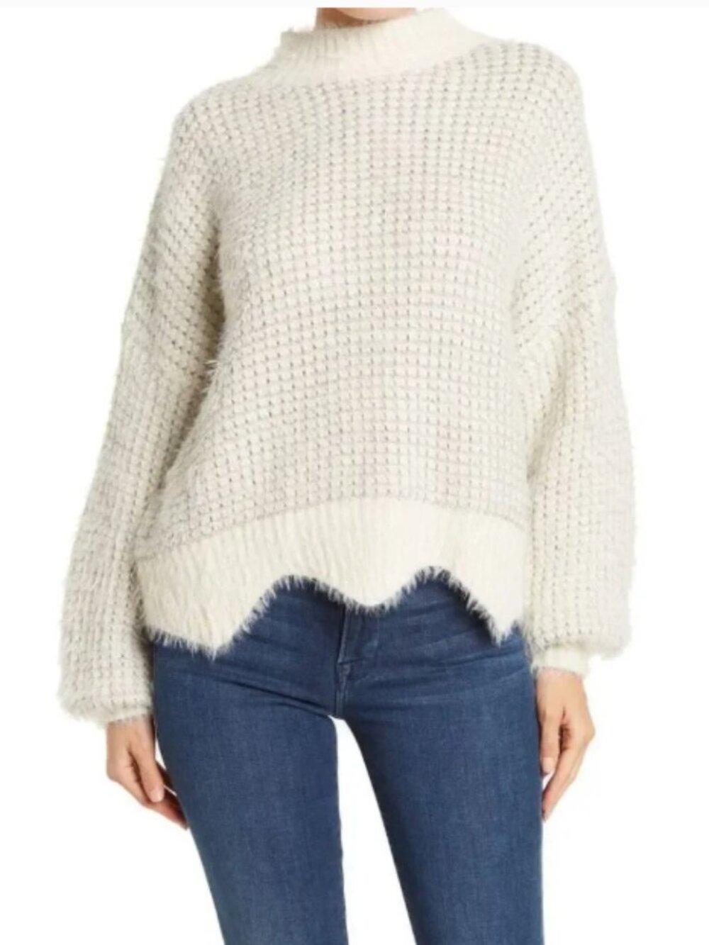 Frnch Paris Metallic Shimmer Sweater in Ivory S / M